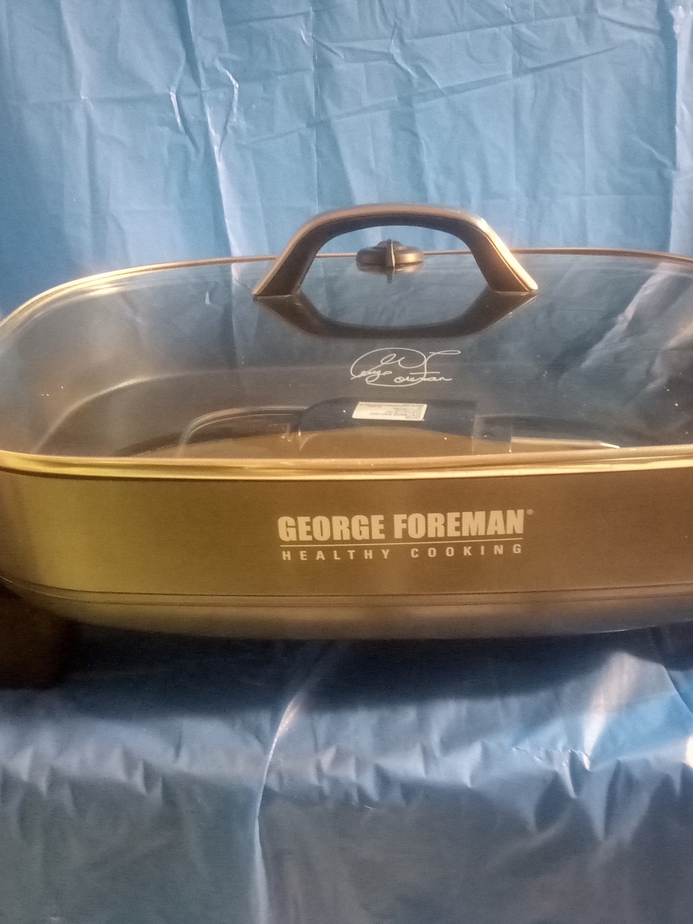 George Foreman Gold Electric Skillet with Glass Lid